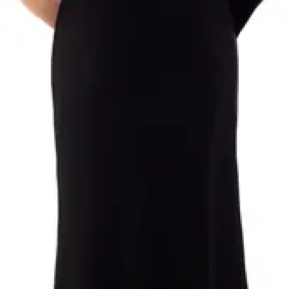 Betsy & Adam Asymmetric Single Long Sleeve Gown - Picture 2 of 4